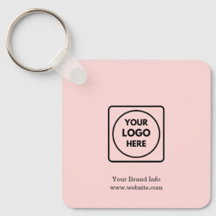 Blush Pink Modern Custom Business Logo Design Keychain