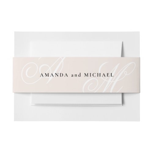 Blush Pink Modern Edge Elegant Monogram Wedding Invitation Belly Band