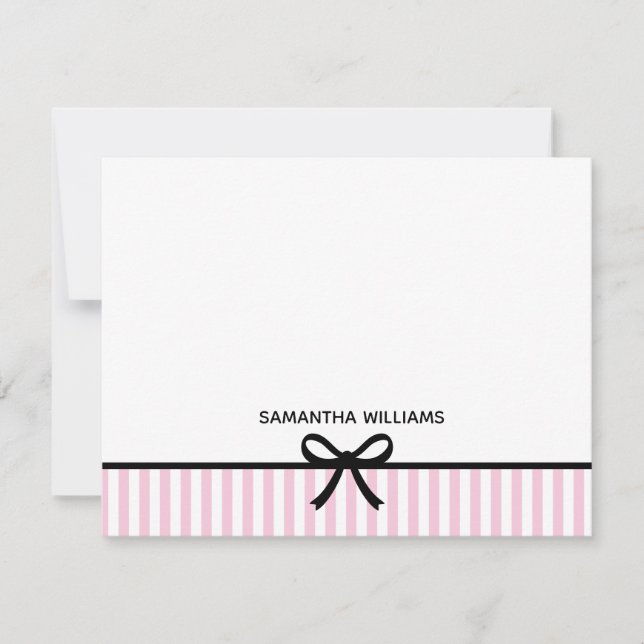 Blush Pink Modern Elegant Girly Monogram Name Note Card (Front)