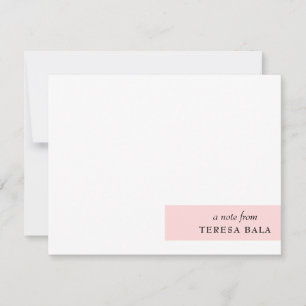 Blush Pink   Modern Feminine Minimalist Design Note Card