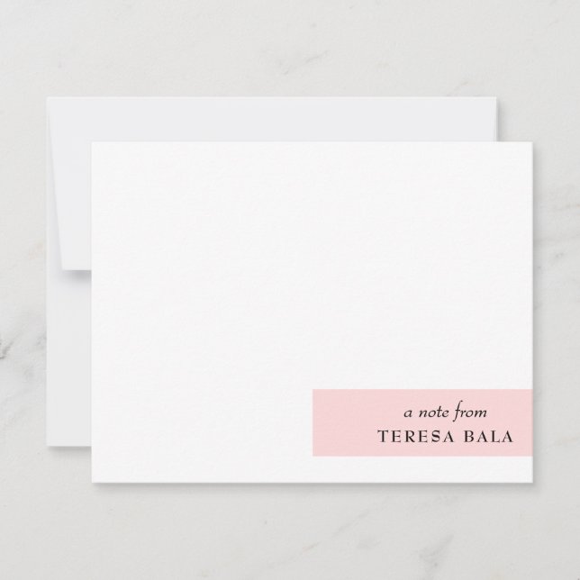 Blush Pink | Modern Feminine Minimalist Design Note Card (Front)