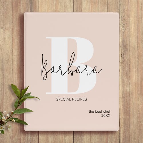 Blush Pink Modern Girly Monogram  Mini Binder