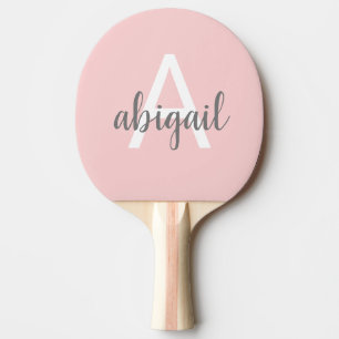 Blush Pink Modern Girly Monogram Ping Pong Paddle