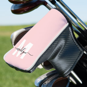 Blush Pink Modern Girly Name Monogram Golf Head Cover