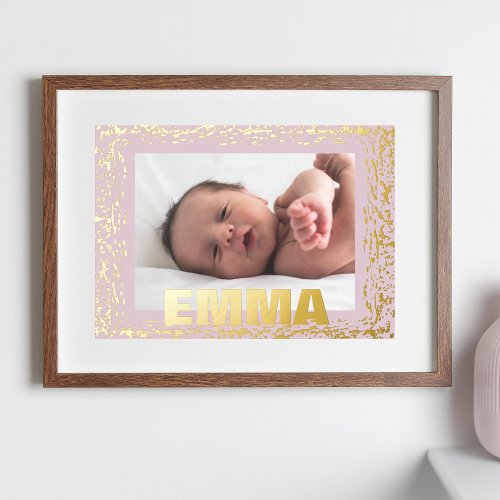 BLUSH PINK  MODERN GOLD TEXTURE PHOTO FRAME FOIL PRINTS