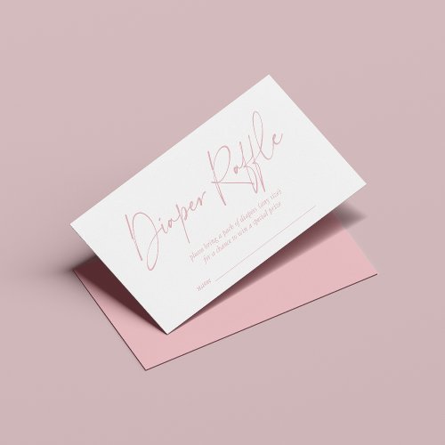 Blush Pink Modern Handwritten Diaper Raffle Enclosure Card