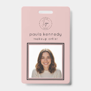 Blush Pink Modern Logo Photo Makeup Badge