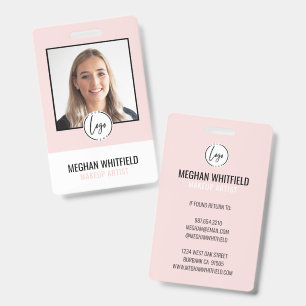 Blush Pink Modern Logo Photo Makeup Badge
