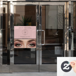 Blush Pink Modern Logo Photo Makeup Business Window Cling