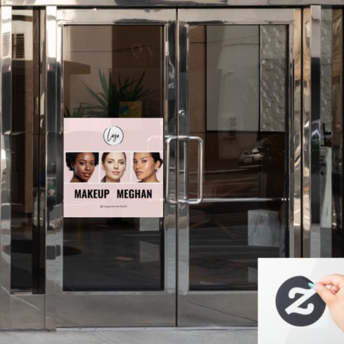 Blush Pink Modern Logo Photo Makeup Studio Window Cling