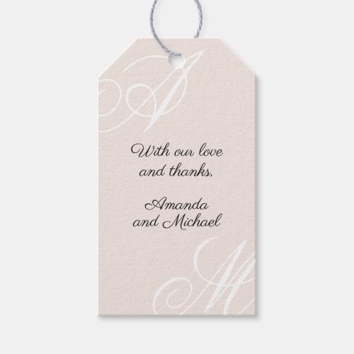 Blush Pink Modern Minimal Elegant Monogram Wedding Gift Tags