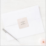 Blush Pink Modern Minimal Elegant Monogram Wedding Square Sticker<br><div class="desc">A simple modern minimalist design with an elegant edge, this unique sticker design features beautiful calligraphy script monograms of the bride and groom on alternate corners. The bride and groom's names are centered with a clean classic look on a blush pink background with black text. Replace the sample text with...</div>
