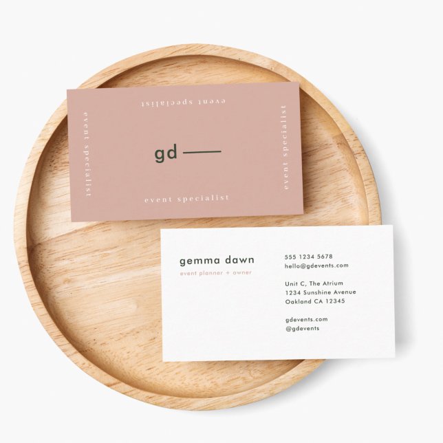 Blush Pink Modern Minimal Feminine Girly Monogram Business Card (Creator Uploaded)