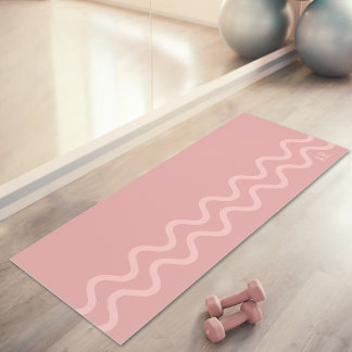 Blush Pink Modern Minimal Wavy Lines With Initials Yoga Mat