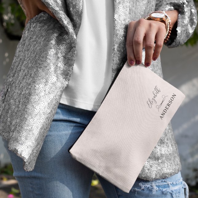 Blush Pink Modern Minimalist Accessory Pouch (Creator Uploaded)