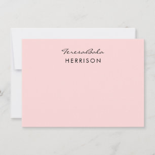 Blush Pink   Modern Minimalist Monogram Design Note Card