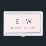 Blush Pink Modern Minimalist Monogram Name Business Card Case<br><div class="desc">Elevate your professional image with our Classic Elegant Modern Minimalist Monogram Business Card Holder. This meticulously crafted accessory seamlessly merges timeless elegance with contemporary minimalism, making it an essential tool for any modern professional. Designed with precision and meticulous attention to detail, this business card holder is more than just a...</div>