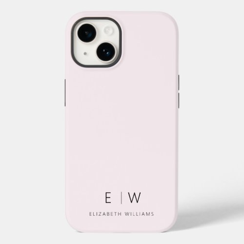 Blush Pink Modern Minimalist Monogram Name Case_Mate iPhone 14 Case