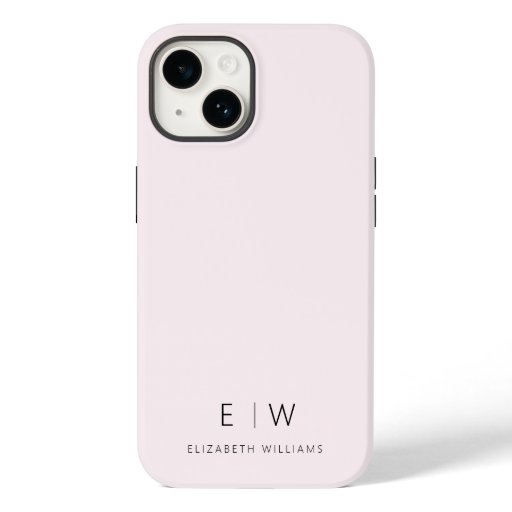 Blush Pink Modern Minimalist Monogram Name Case-Mate iPhone 14 Case