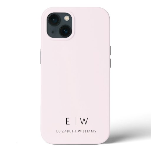 Blush Pink Modern Minimalist Monogram Name iPhone 13 Case