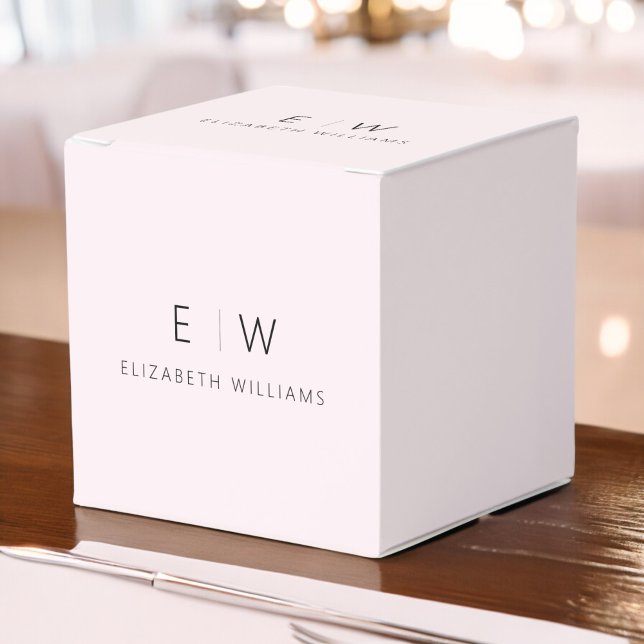 Blush Pink Modern Minimalist Monogram Name Favor Boxes (Creator Uploaded)