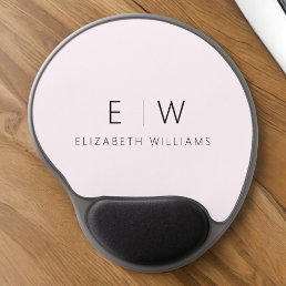 Blush Pink Modern Minimalist Monogram Name Gel Mouse Pad