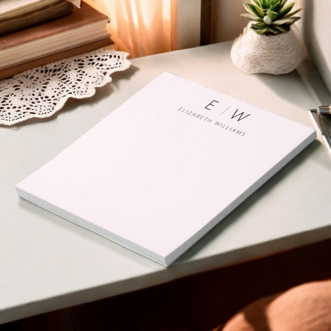 Blush Pink Modern Minimalist Monogram Name  Notepad (Creator Uploaded)