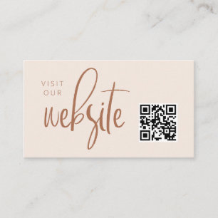 Blush Pink Modern Minimalist Website QR code Enclosure Card