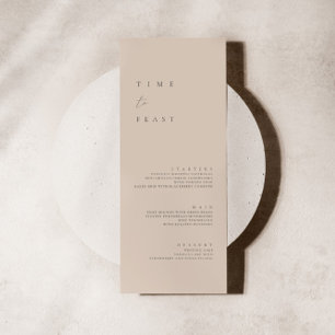 Blush Pink Modern Minimalist Wedding Flat Menu
