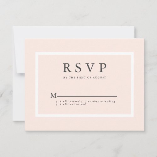 Blush Pink Modern Minimalist Wedding RSVP Card