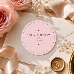 Blush Pink Modern Minimalist Wedding Stickers