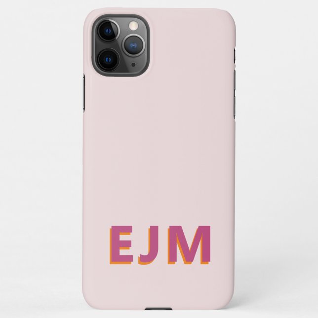 Blush Pink Modern Monogram Elegant iPhone Case (Back)