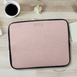 Blush Pink Modern Monogrammed Simple Laptop Sleeve