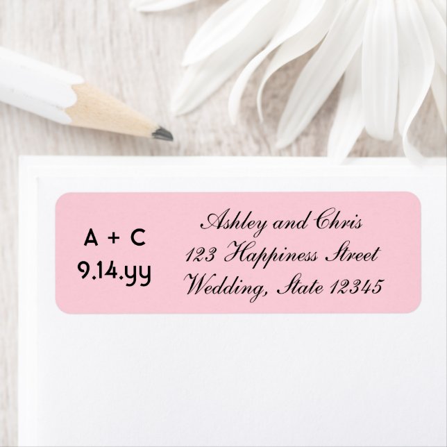 Blush Pink Modern Personalized Wedding Invitation Label (Insitu)