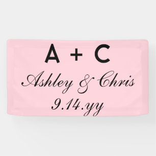 Blush Pink Modern Personalized Wedding Reception Banner