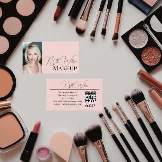 Blush Pink  Modern Photo Beauty Business Card