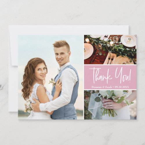 Blush Pink Modern photo collage Wedding Card