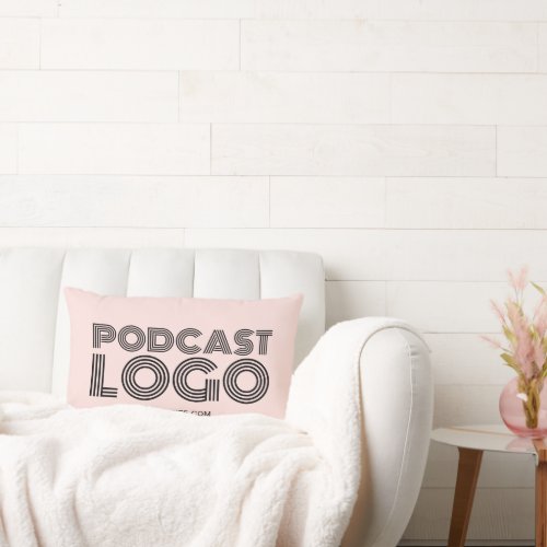 Blush Pink Modern Podcast Logo Lumbar Pillow