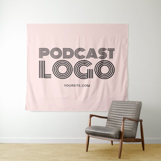 Blush Pink Modern Podcast Logo Tapestry (In Situ (Horizontal))