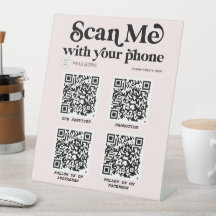 Blush pink Modern QR code Trendy business sign
