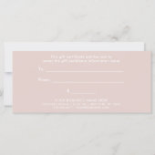 Blush Pink Modern Script | Gift Certificate (Back)