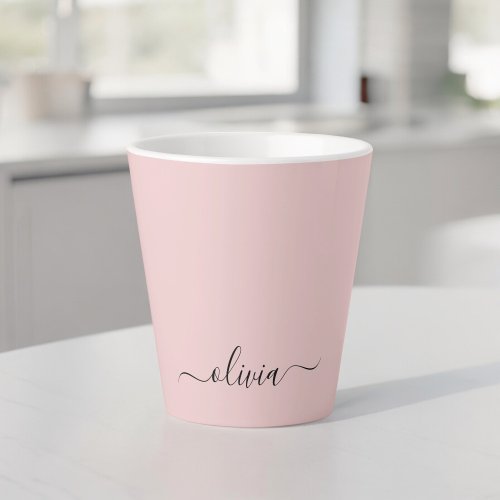 Blush Pink Modern Script Girly Monogram Name Latte Mug