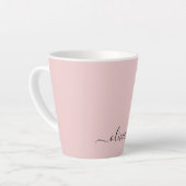 Blush Pink Modern Script Girly Monogram Name Latte Mug (Left Angle)