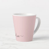 Blush Pink Modern Script Girly Monogram Name Latte Mug (Right Angle)