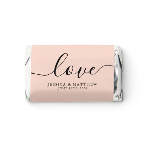 Blush Pink Modern Script "Love" Wedding Hershey's Miniatures