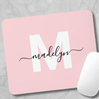 Blush Pink Modern Script Name Monogram