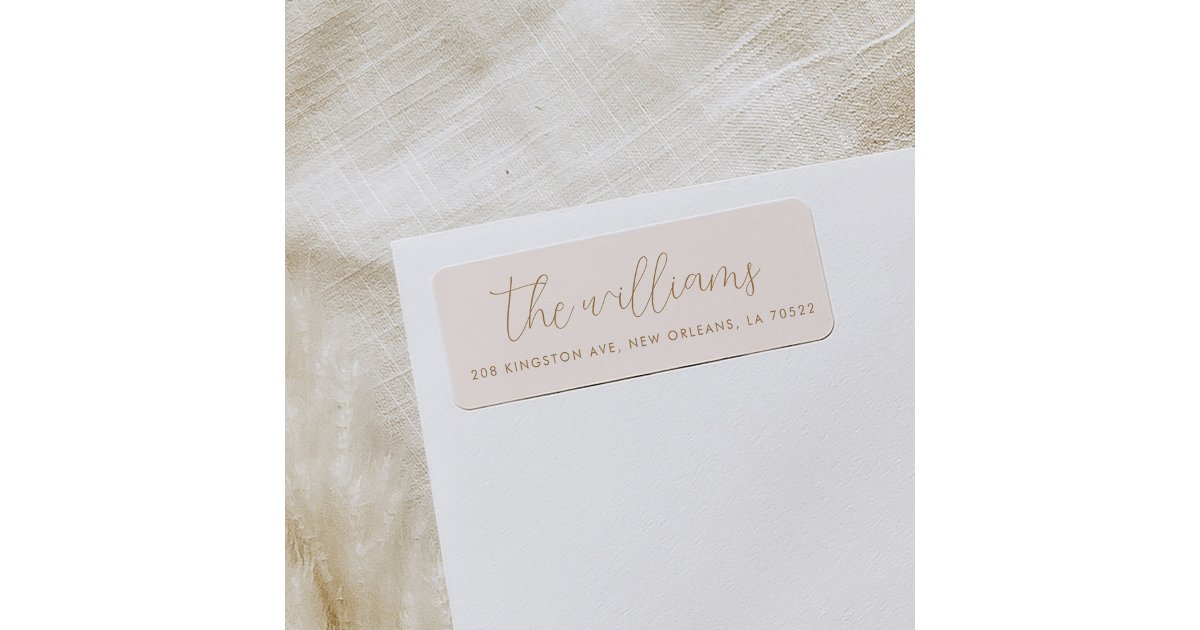 Blush Pink Modern Script Return Address Label | Zazzle