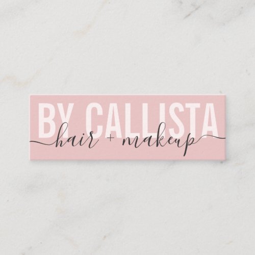 Blush Pink Modern Simple Typography Makeup Hair Mini Business Card