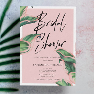 Blush Pink Modern Tropical Bridal Shower Invitation