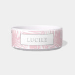 Blush Pink Modern Tropical Pattern Pet Name<br><div class="desc">Soft pink and gray modern tropical palm leaf pattern pet bowl with a personalized name for your dog or cat. Great for a beach vacation house or a modern kitchen. Part of a coordinated set of unique pet accessories available in the Paper Grape Zazzle designer store.</div>